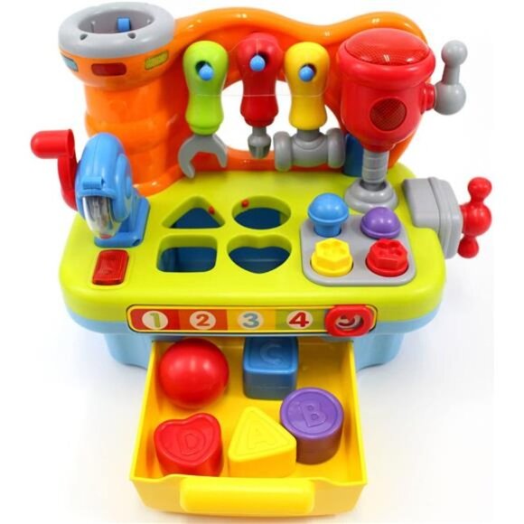 Musical Learning Workbench Toy for Kids Construction Work Bench Building Tools